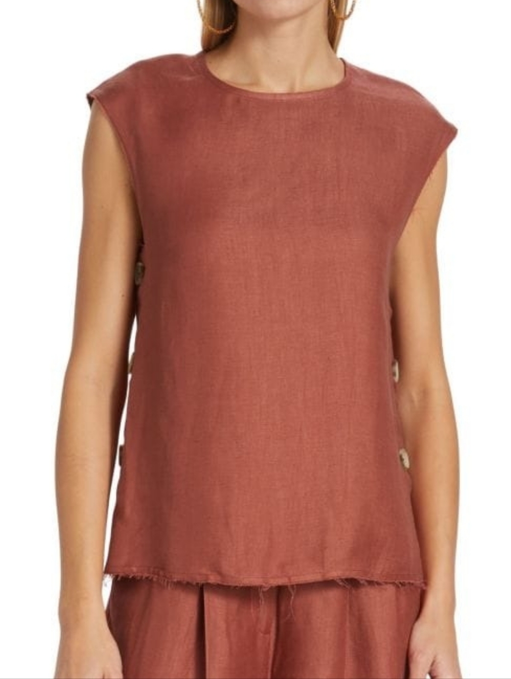 Loulou Studio Frayed Button-embellished Linen-blend Twill Top L